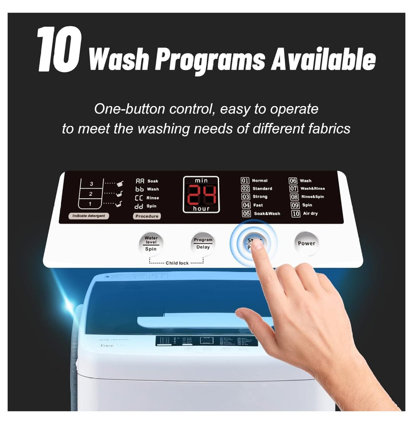 0.95 Cu.Ft Full Automatic Washer and Dryer Combo with Drain Pump, Portable Washing Machine,10 Wash Program,LED Display,Compact Laundry Washer Spinner for Apartment