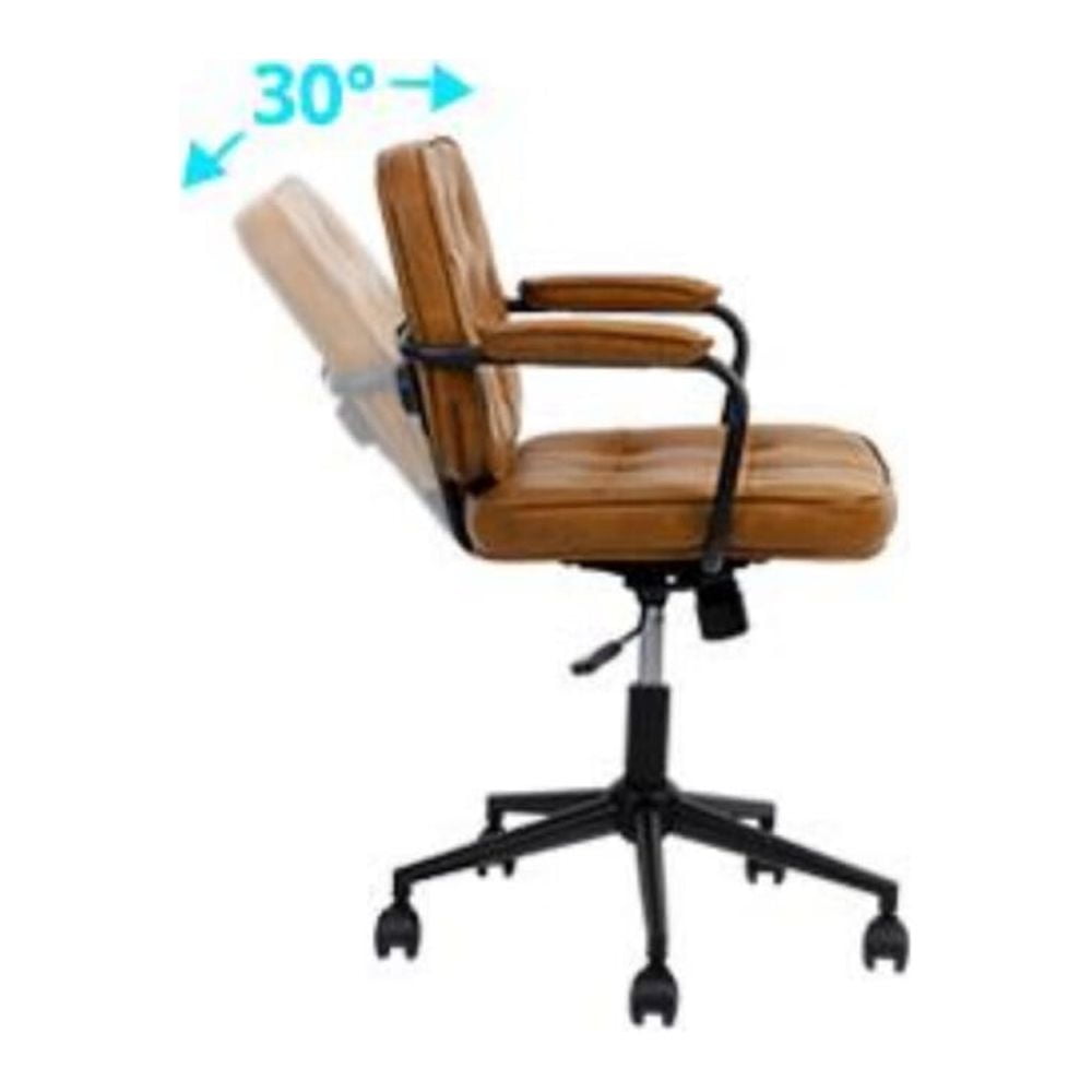 Zzistar 360¡ã Swivel Office Chair with Upholstered Armrest, Height Adjustable Ergonomic Office Chair with Mid Backrest, Brown