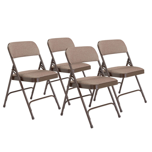 (Pack of 4) NPS? 2200 Series Fabric Upholstered Double Hinge Premium Folding Chair, Russet Walnut