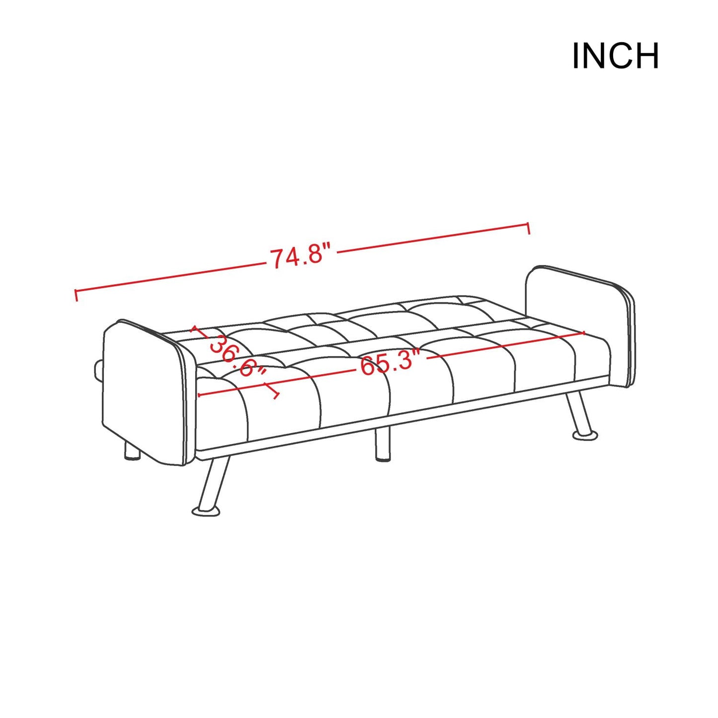 BSHTI Modern Adult Sleeper Couch Sofa Bed,Convertible Futon Couch with Sturdy Wooden Frame for Livingroom,Dark Gray