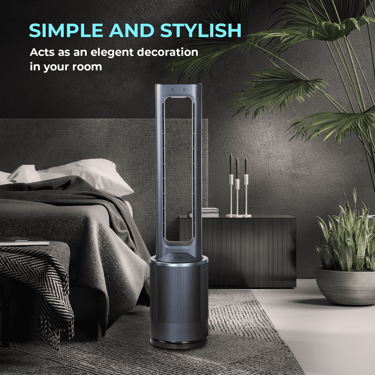 [US IN STOCK] Tower Fan With Remote, 43 Inch Quiet Air Circulator, Space Saving Stand Fan, For Home, Office or Bedroom, Energy Efficient Cooling, 12 Silent Speeds, Electric Control