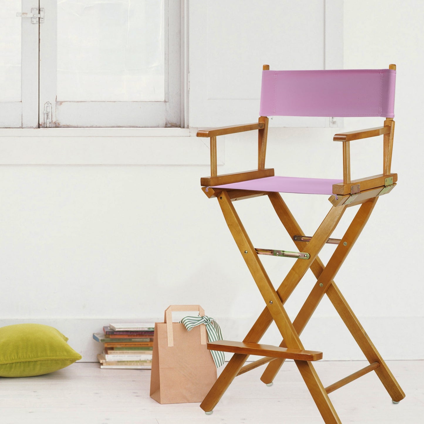 '30' Director's Chair Honey Oak Frame-Pink Canvas'